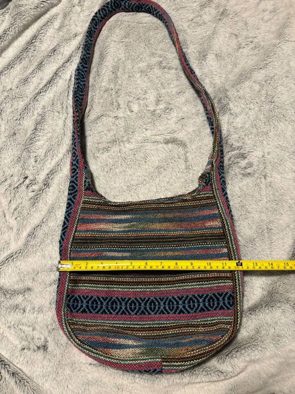 Handwoven Multicolor Striped Shoulder Bag - Boho Tote - Picture 3 of 10